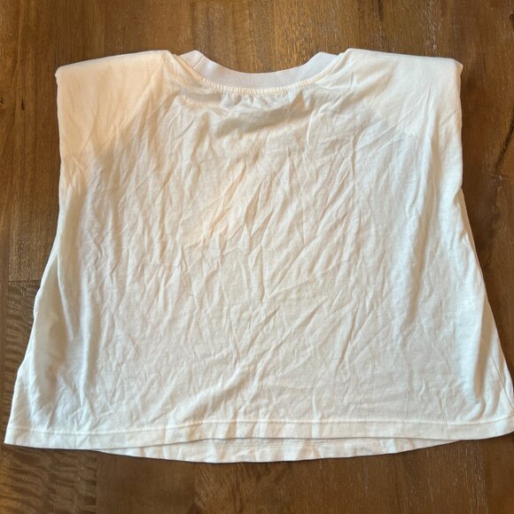 Alice + Olivia - White Shoulder Pad Cropped Muscle Sleeve Tank - Size L - Picture 7 of 7